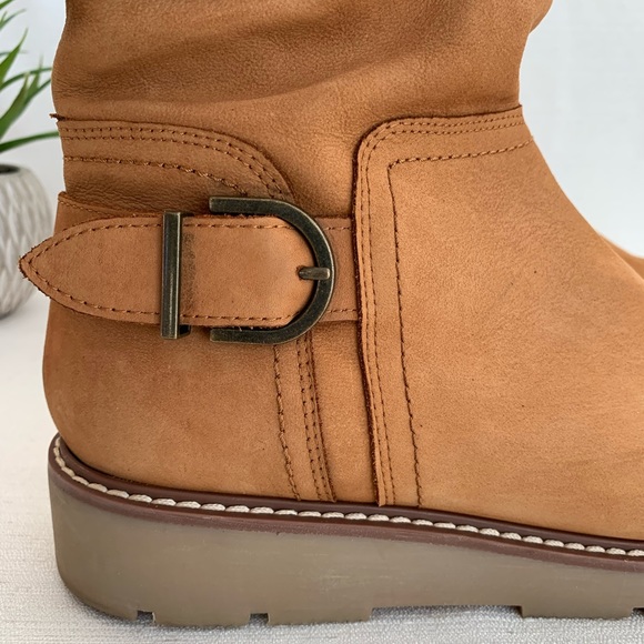 NEXT Forever Comfort Tan Leather Ruched Ankle Buckle Boots Woman’s EU41 US - Picture 7 of 11
